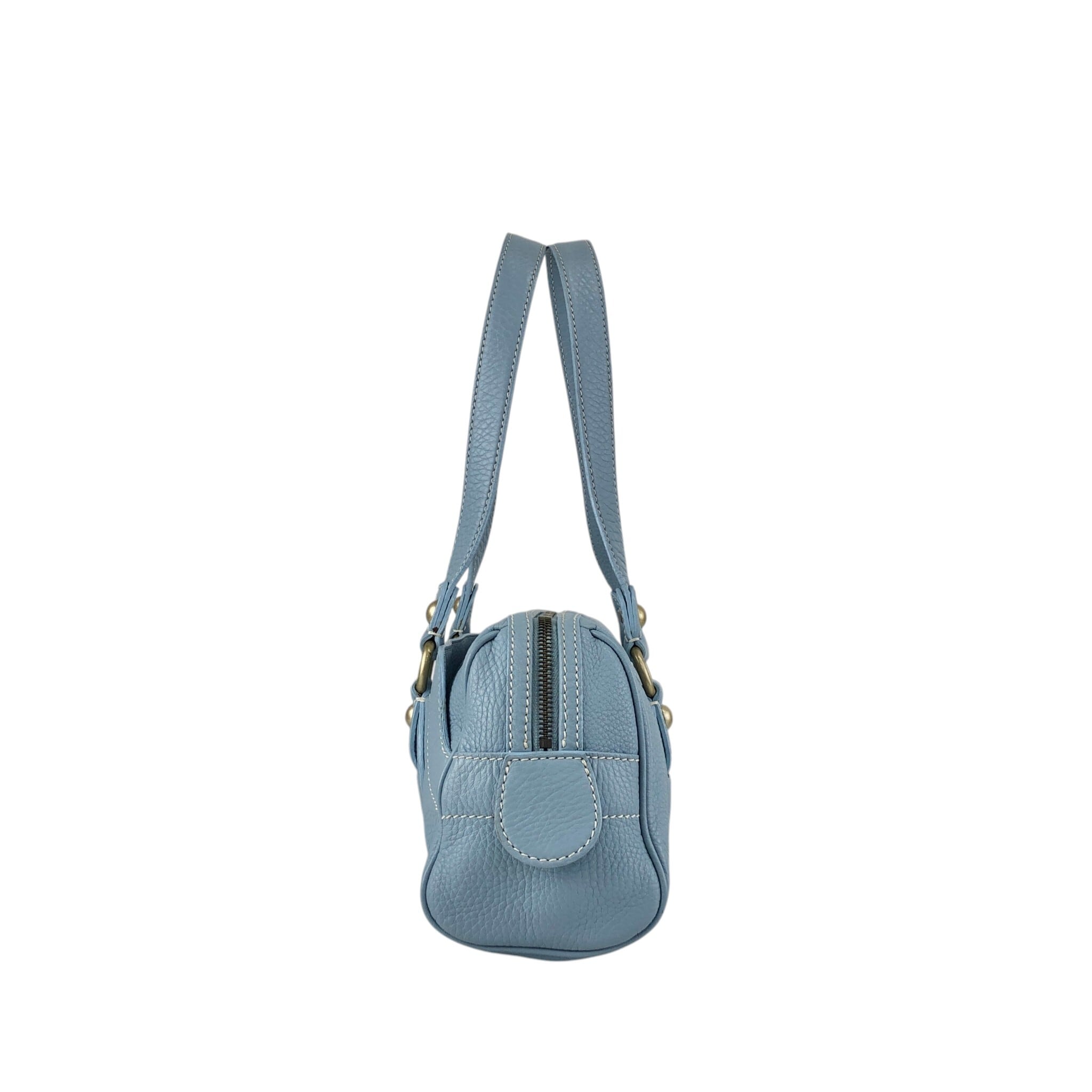CELINE セリーヌ ハンドバッグ スカイブルー ブラゾン ロゴ レザー