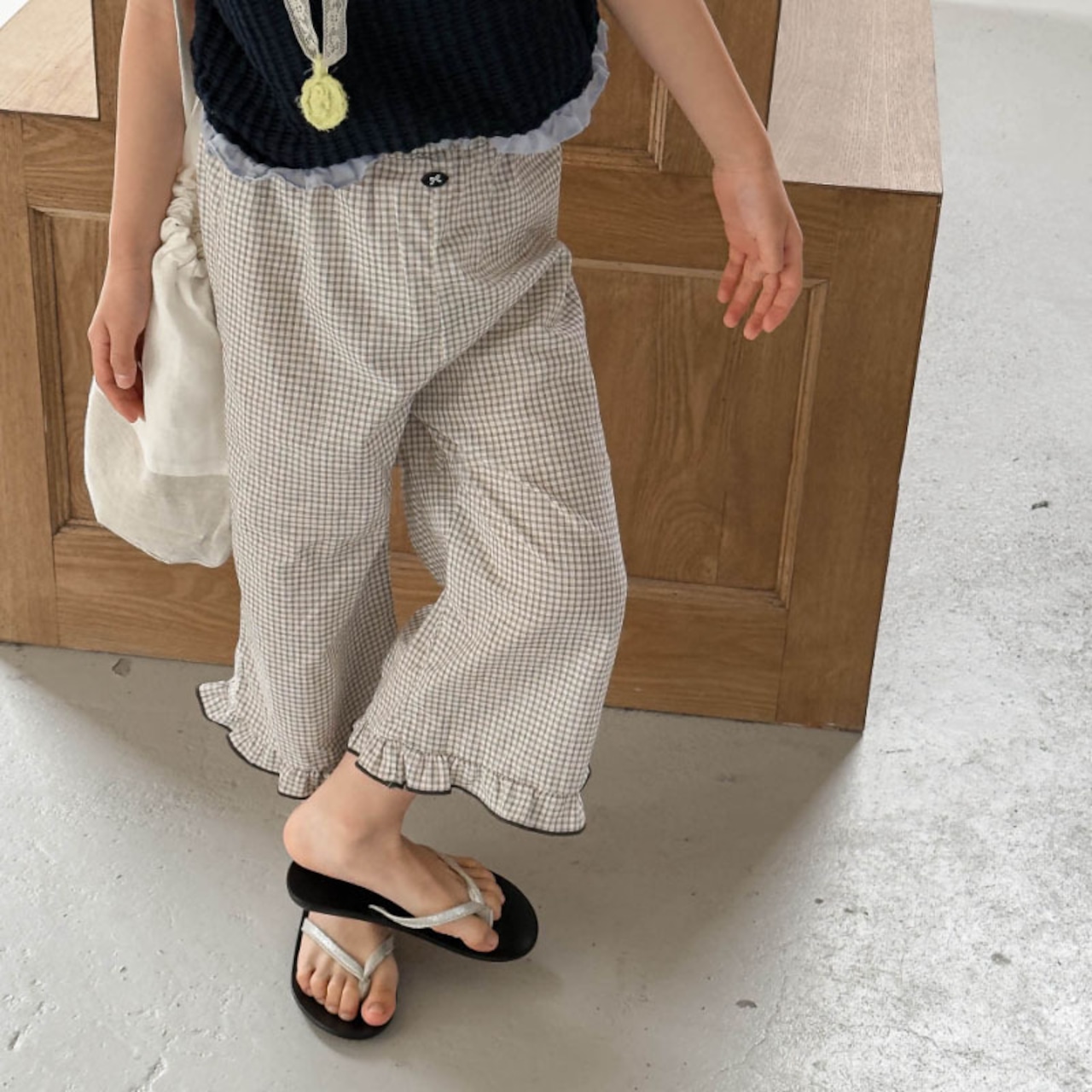 夏リネン9分丈パンツ