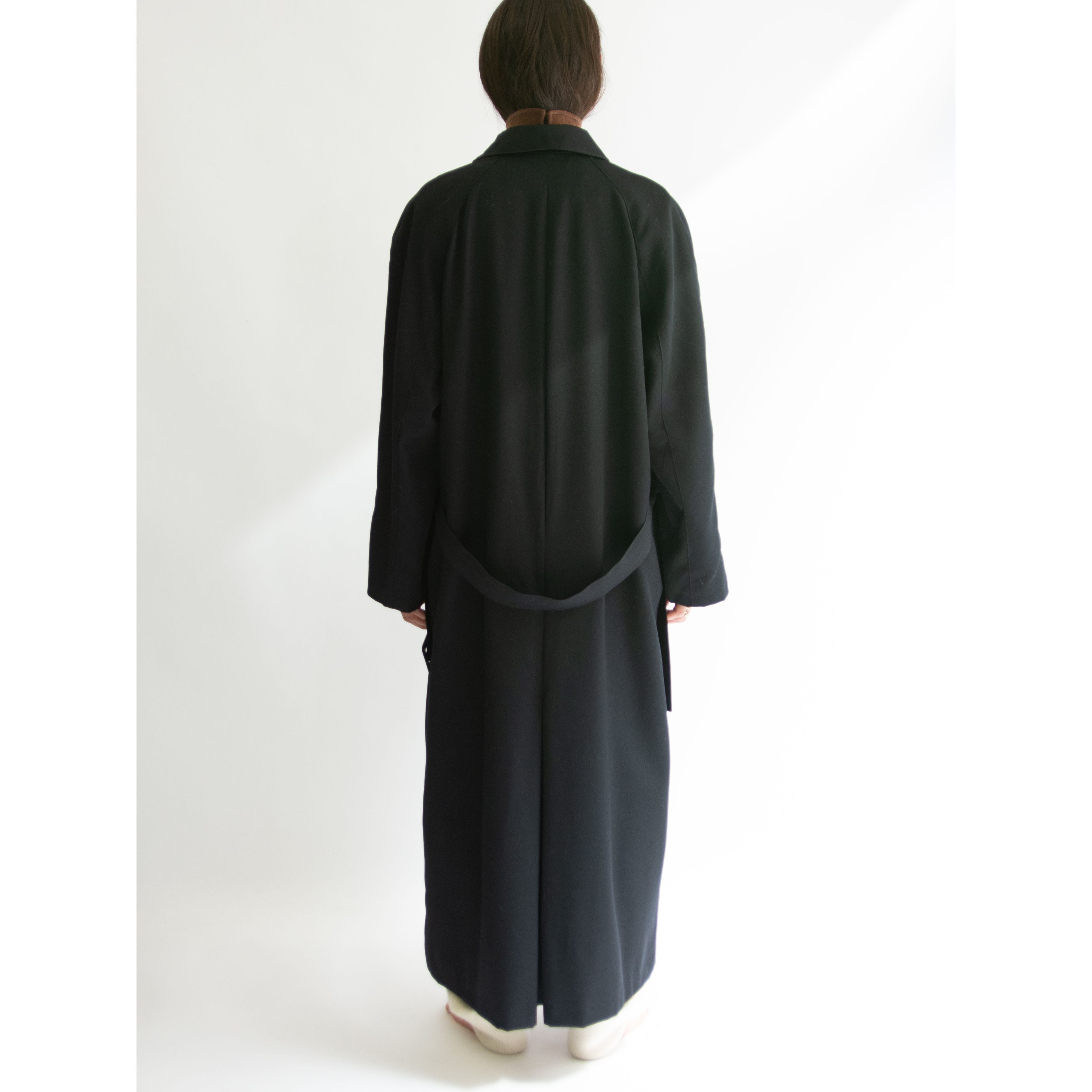 【agnes b.】Made in France 70-80's 100% Wool Belted Long Coat（アニエスべー フランス製 ベルテッドウールロングコート）