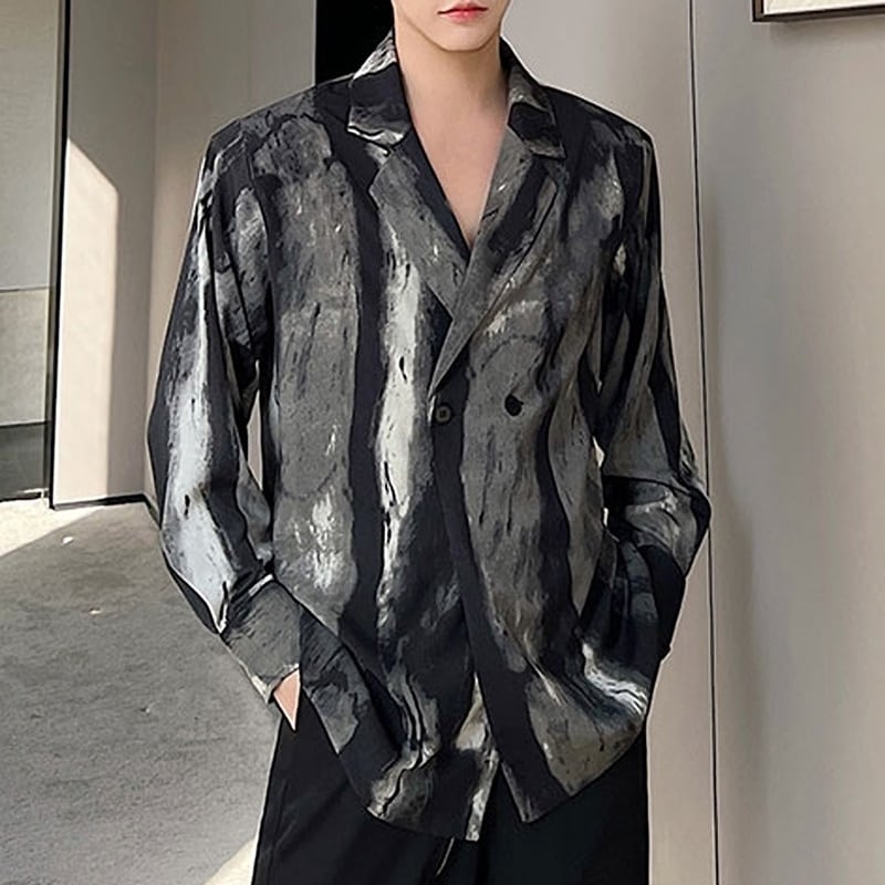 ダブルブレスト マーブルプリントシャツ 2カラー LB0397