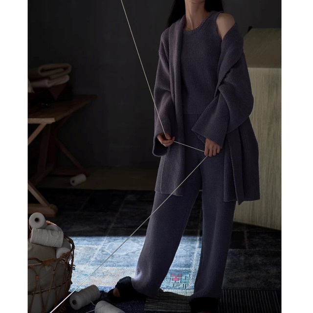訳あり60%OFF現品限りSALE【3piece】warm camisole cardigan pants simple design pajamas p1591