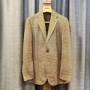 "未使用品" STILE LATINO LINEN / SILK GLEN CHECK JACKET《48》