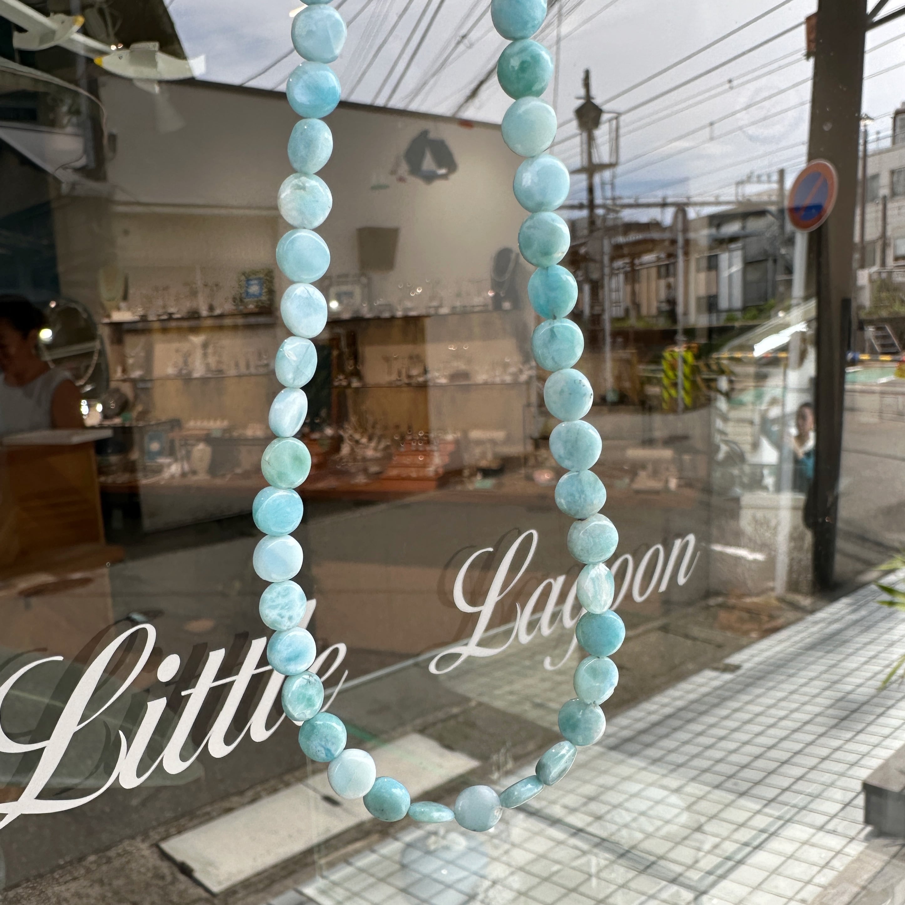 Lagoon Original ラリマー コイン型 一連 ネックレス 40/45/50 cm