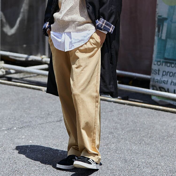★WIDE STRAIGHT DOUBLE PLEATED PANTS　　01144