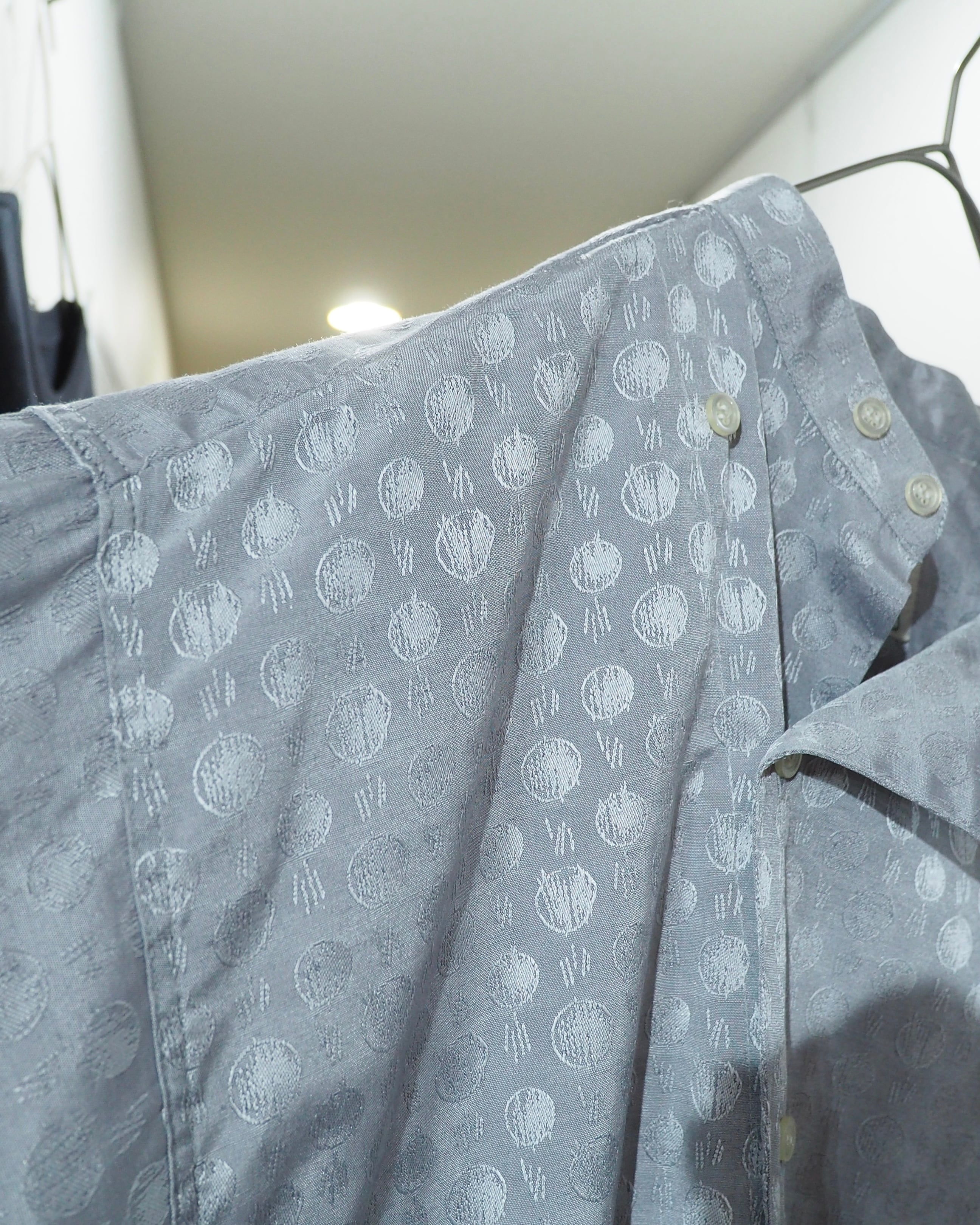 Dot Embroidery × Oblique Deformation vintage Over silhouette Shirt