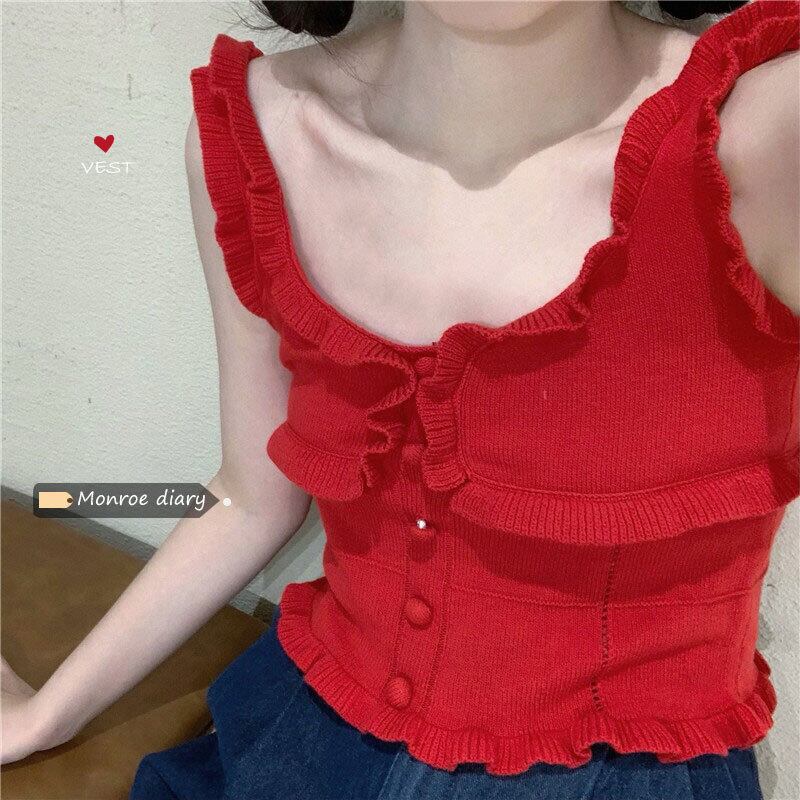 ニットサマーショートブラウス 大人ガーリー スウィート キュート カジュアル 夏物 モンロー29643128220