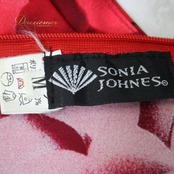 【美品 フラメンコ衣装】レッド SONIA JOHNES ソニアジョーンズ ワンピース ドレス 赤 花柄 伸縮 黒 ブラック 派手 袖なし
