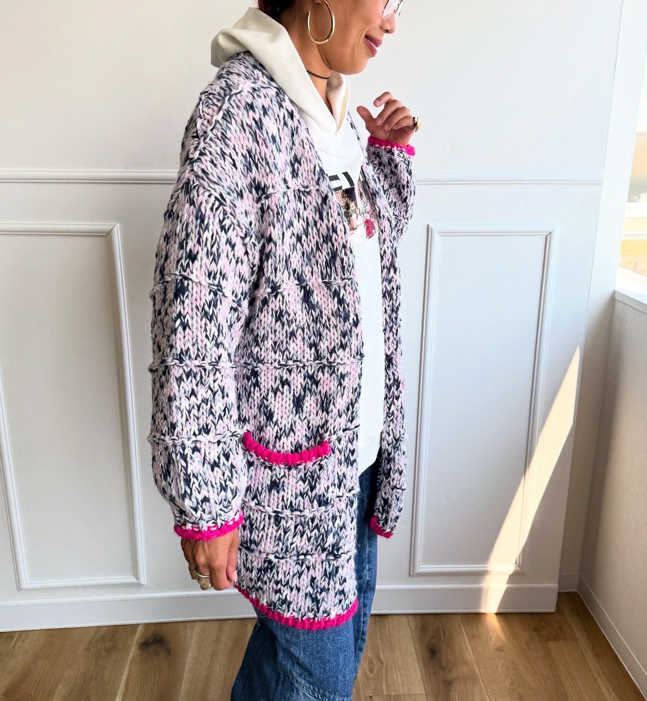 ミカーレミカーレ MICALLEMICALLE ミックスヤーン　ロングカーディガン