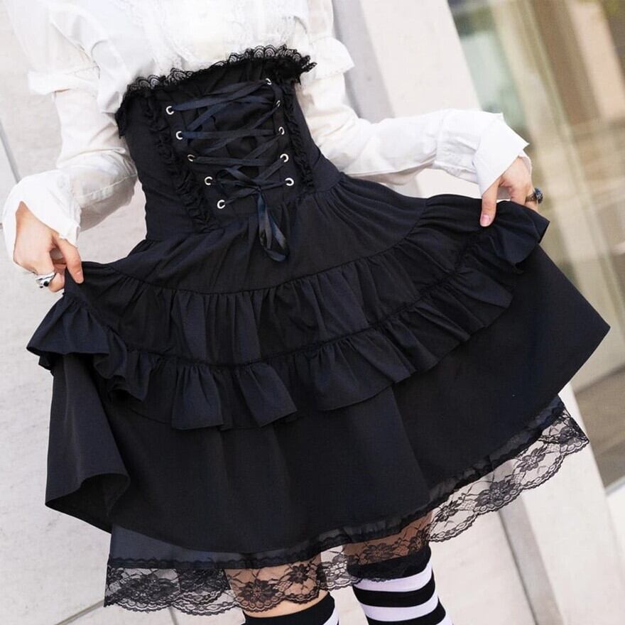 即納 コルセットスカート レースアップ ゴスロリ 闇かわいい｜SEASONZ