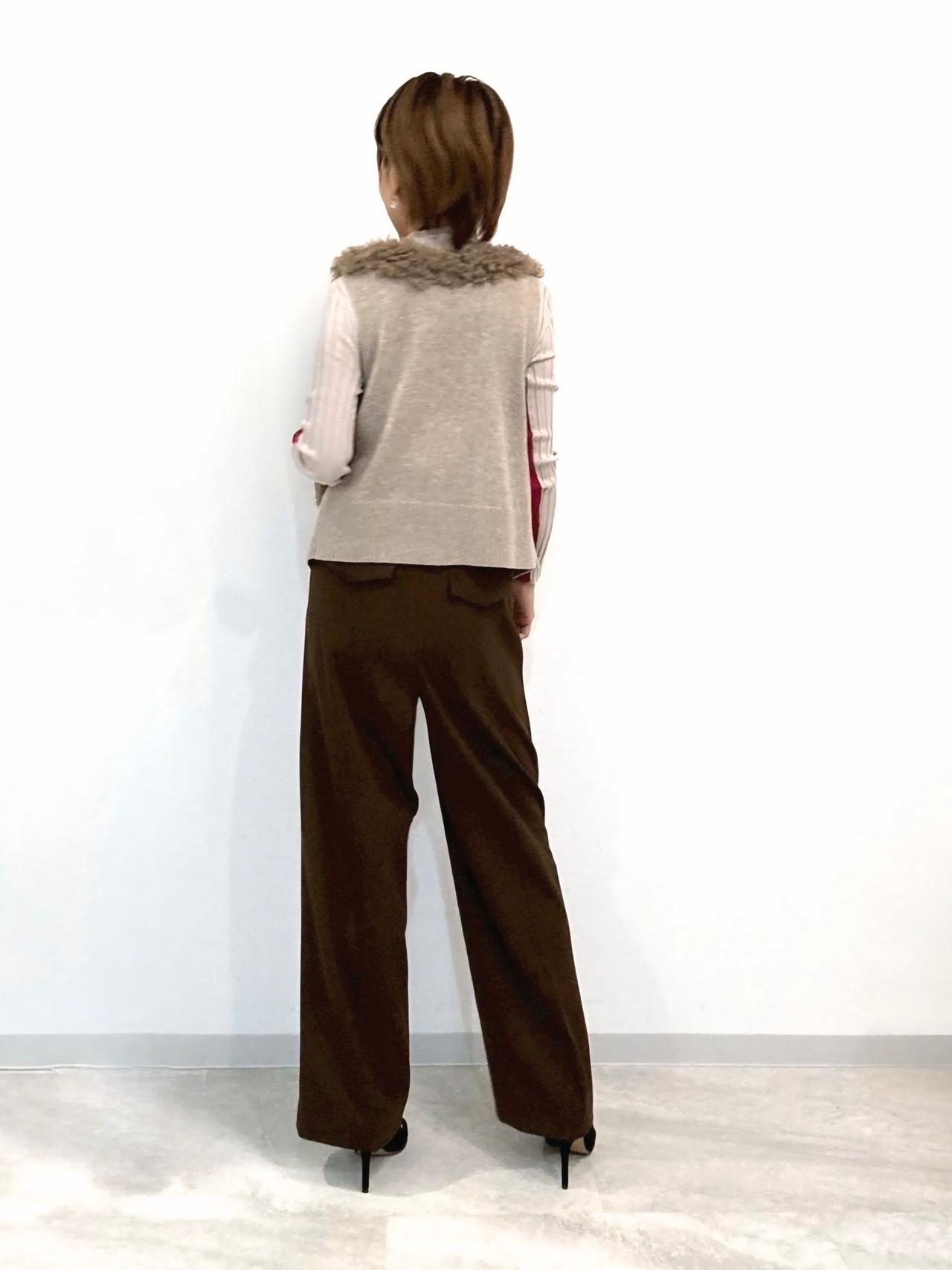 ラム調フェイクファーベスト