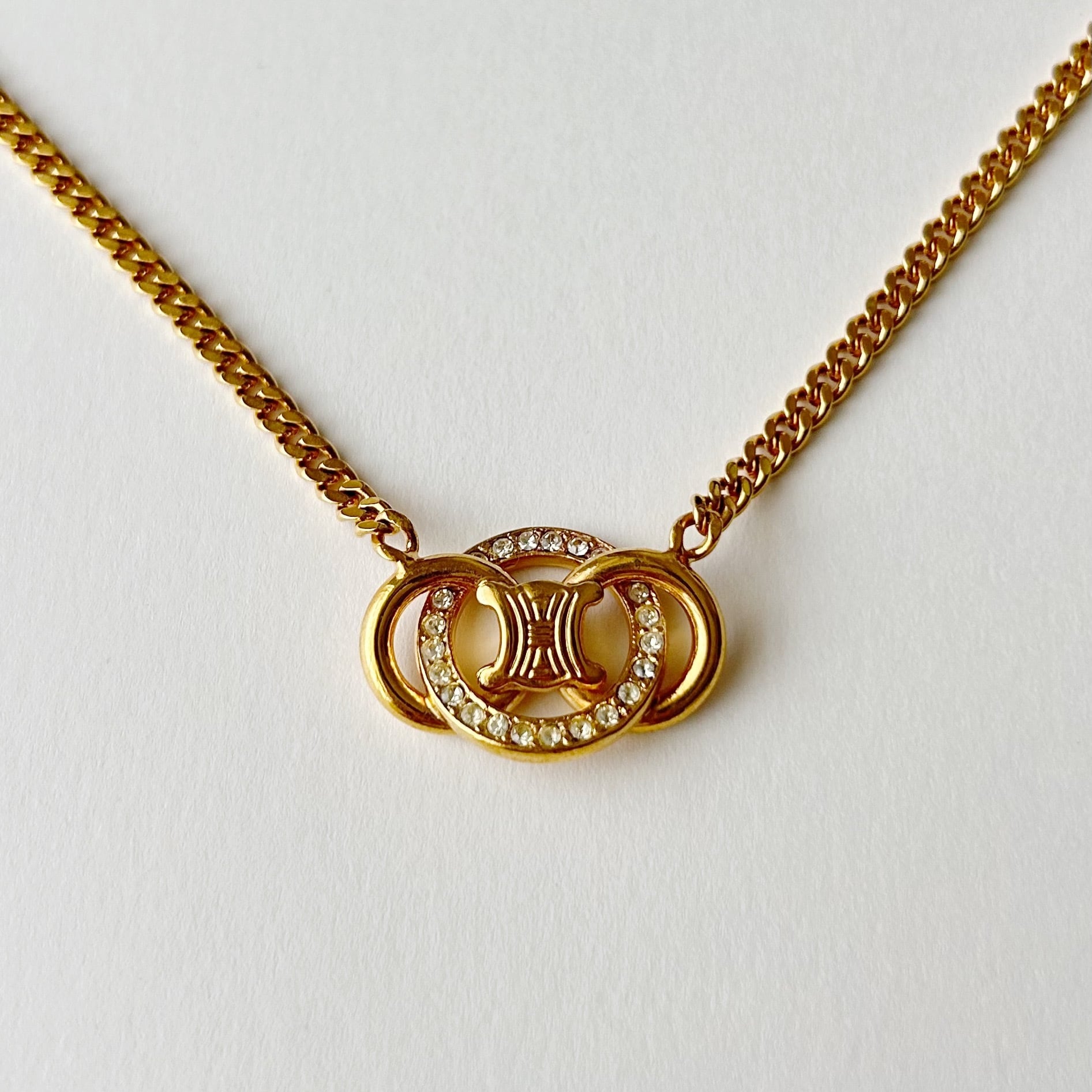 CN7108】CELINE macadam rhinestone necklace/セリーヌ/ネックレス