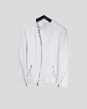 ASKYY / CURVED ZIPPER RIDERS JACKET / WHT