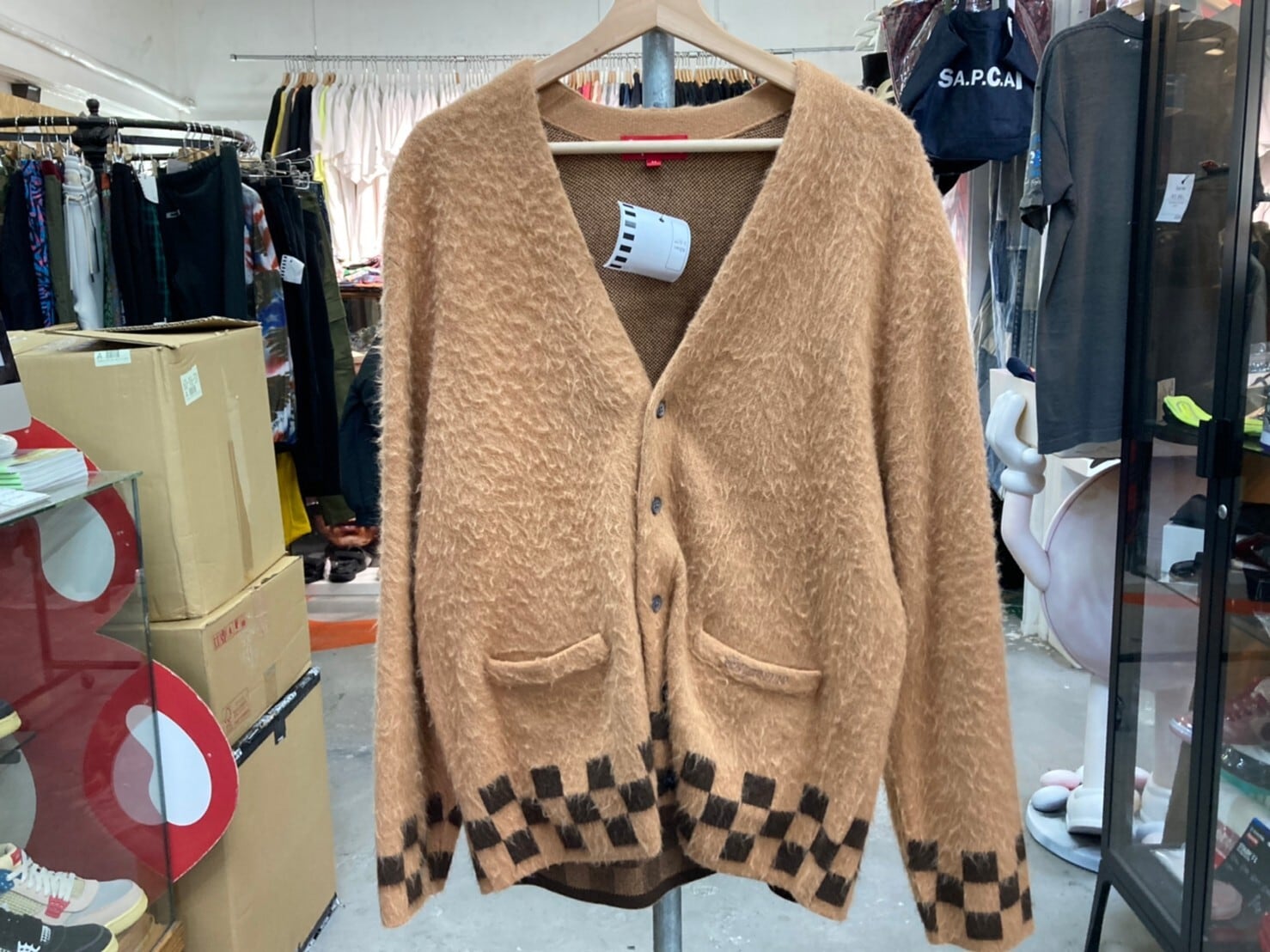 Supreme 21SS BRUSHED CHECKERBOARD CARDIGAN CAMEL MEDIUM 130KJ0823 ...