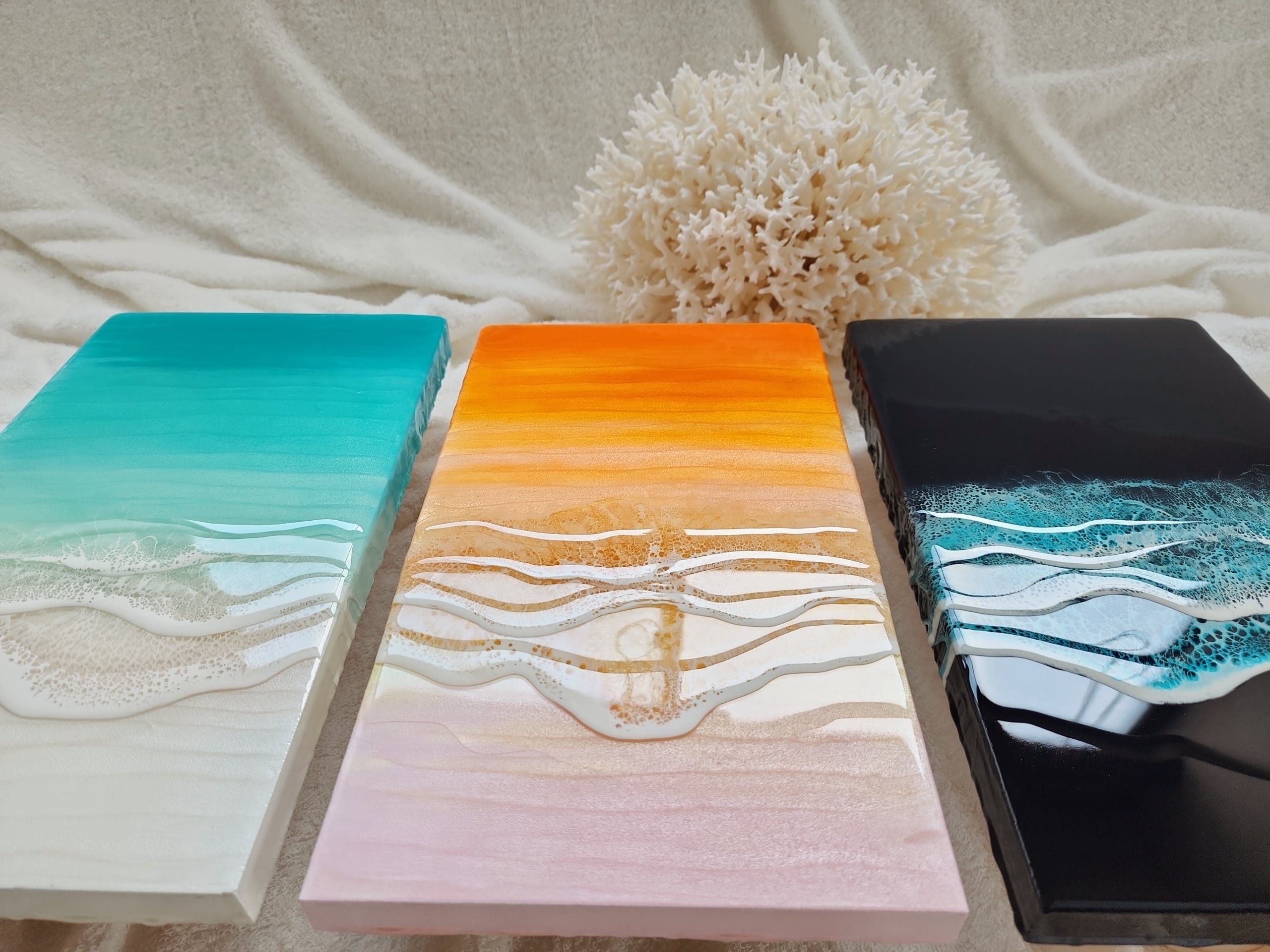 139.オーシャンレジンアート 3連アート