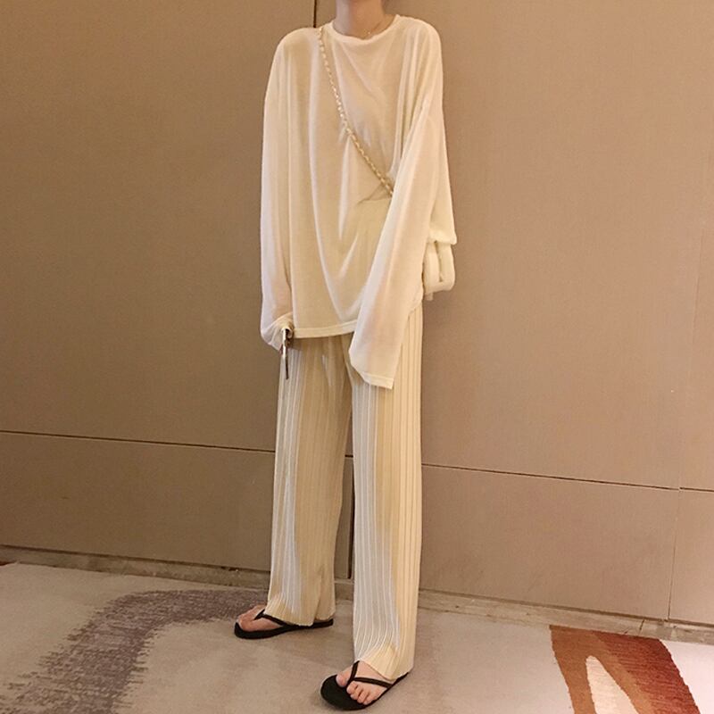 スタイルスタンダードスプリングオータムトップス ワイドレッグパンツ レッド レトロ 春物 秋物 ワイドパンツ 試着室13429609541