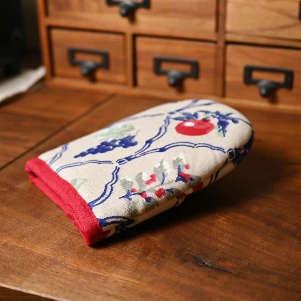 【 完売 】ミックスノワ キッチンミトン|麻混 ベージュ 花柄 インテリア 雑貨