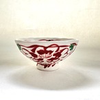 志野赤絵二花飯碗(小)【榛澤宏】