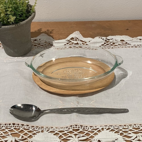 グラタン皿　木製トレー付き　オールドパイレックス　Pyrex  CORNING  コーニング社製