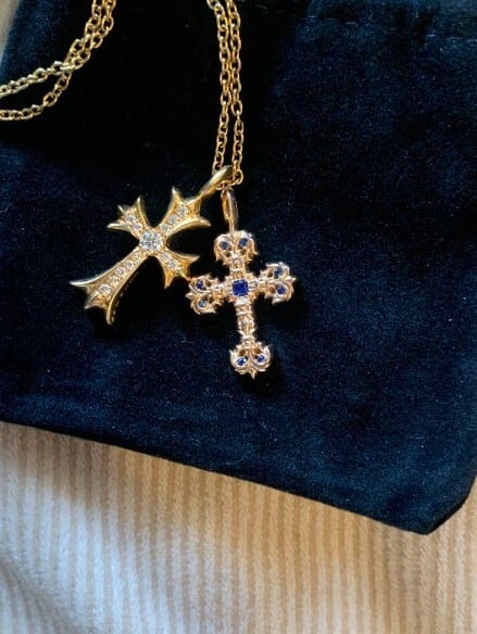 CHROME HEARTS クロムハーツ タイニーフィリグリークロス 22k ブルーサファイア