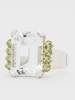 Topaz Peridot Caviar Ring