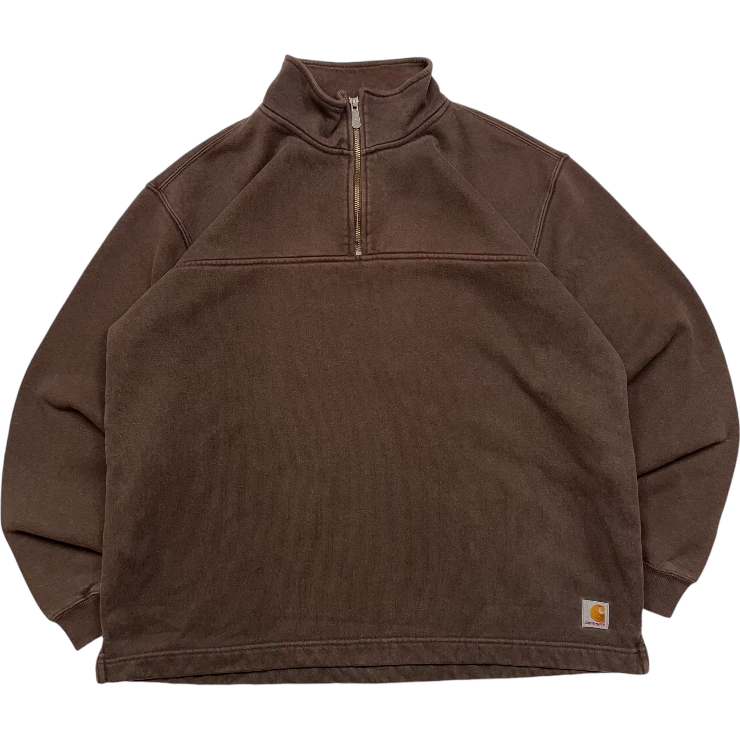 《L》 Carhartt カーハート ハーフジップ スウェット 無地 ダークブラウン no.4625