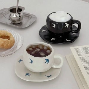 swallow teacup saucer set / スワロー ティーカップ ソーサー セット マグカップ コップ ツバメ 燕 韓国インテリア雑貨