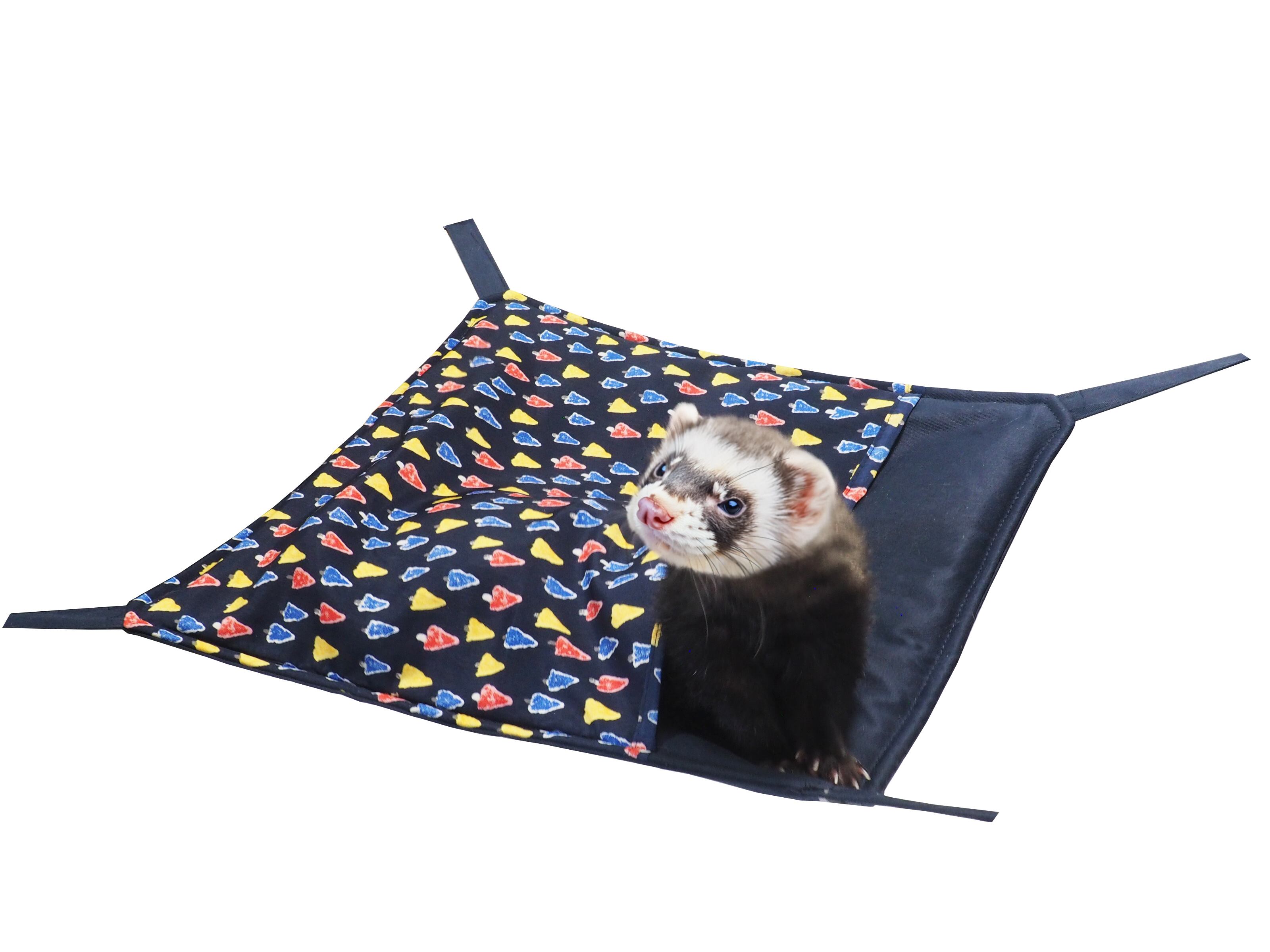 【フェレット用品】カラフルツリーハンモック ベージュ/ネイビー