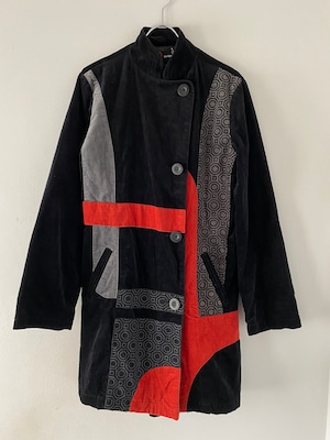 黒ベロア模様デザインコート