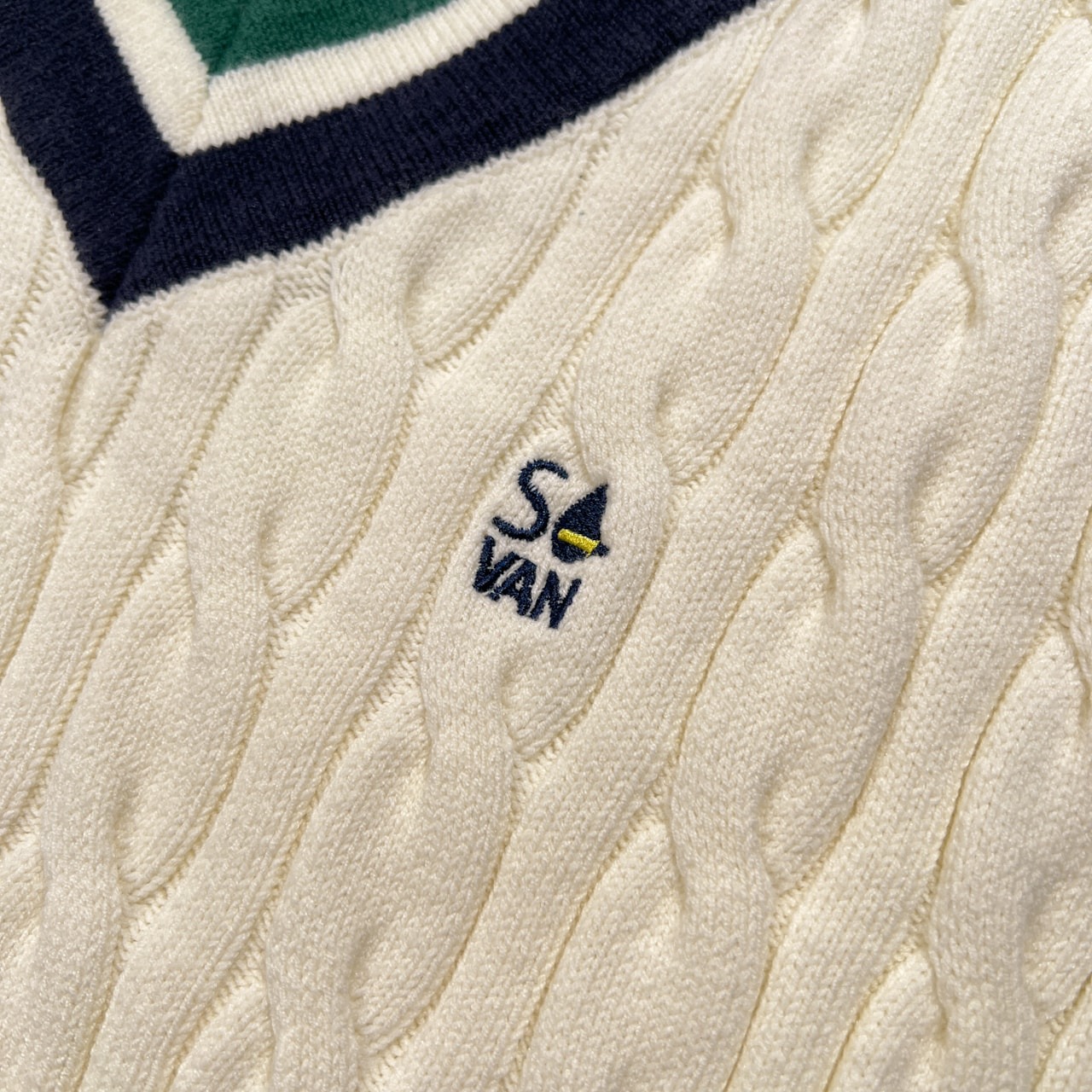 VAN JAC Shower CLUB ヴァンヂャケット ケーブル編み チルデン コットン ニット ベスト サイズ F /レディース