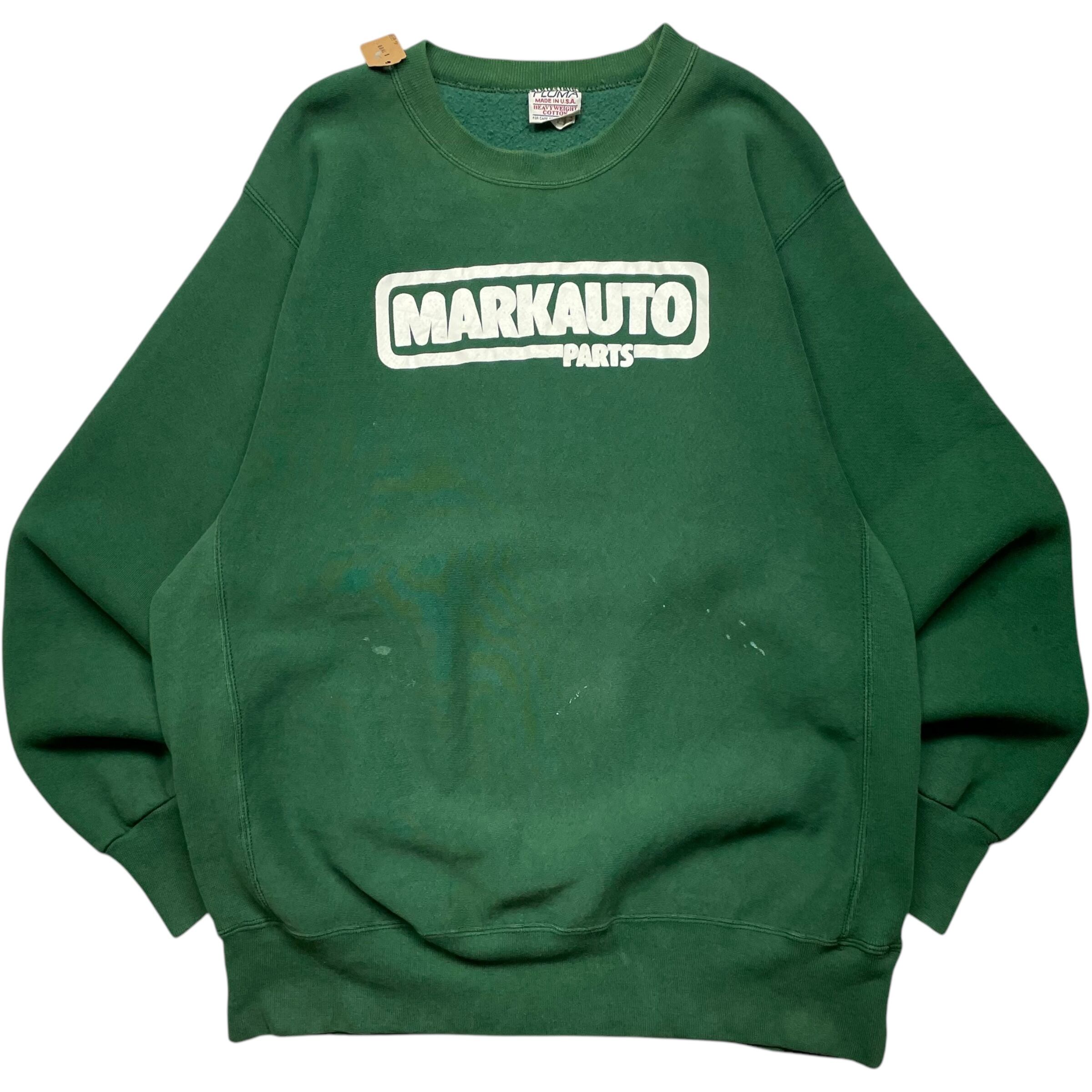 《L》 PLUMA スウェット リバースウィーブタイプ 企業プリント グリーン USA製 90年代 vintage no.6338