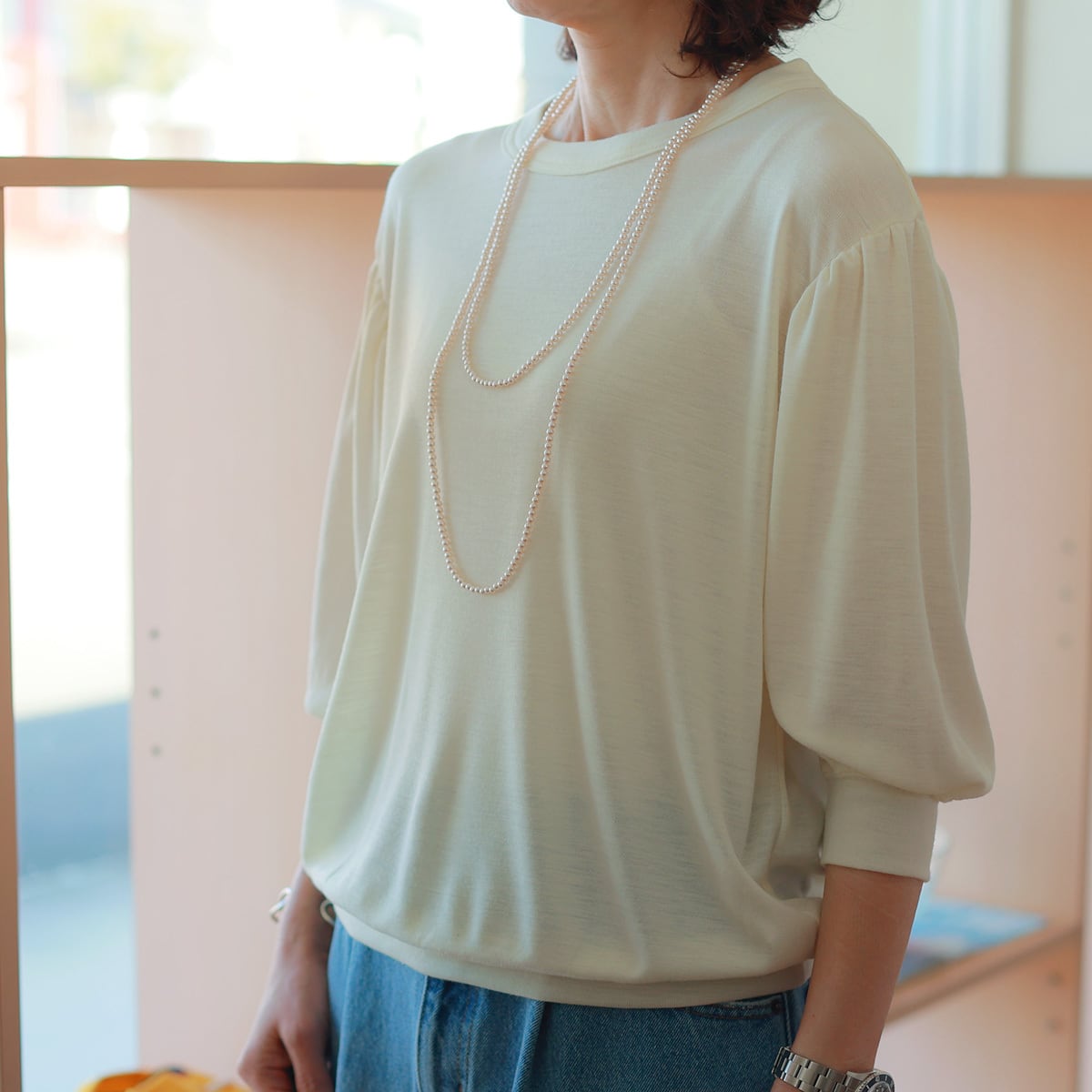 MANON (マノン) =ヒツジさんと化学者がくれたエアコン=調温・調湿・速乾ジャージ セミパフスリーブルーミTee