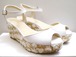 展示品8万★JIMMY CHOO ジミーチュウ フラワーデザイン ウエッジソール バックストラップ サンダル 37★ 爽やかなホワイトが春夏にピッタリ