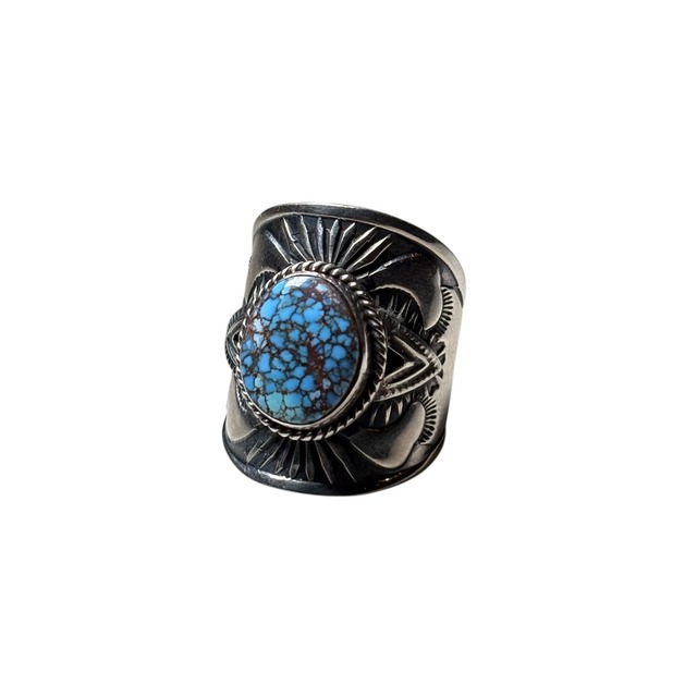 Navajo Derrick Gordon silver golden hill turquoise ring