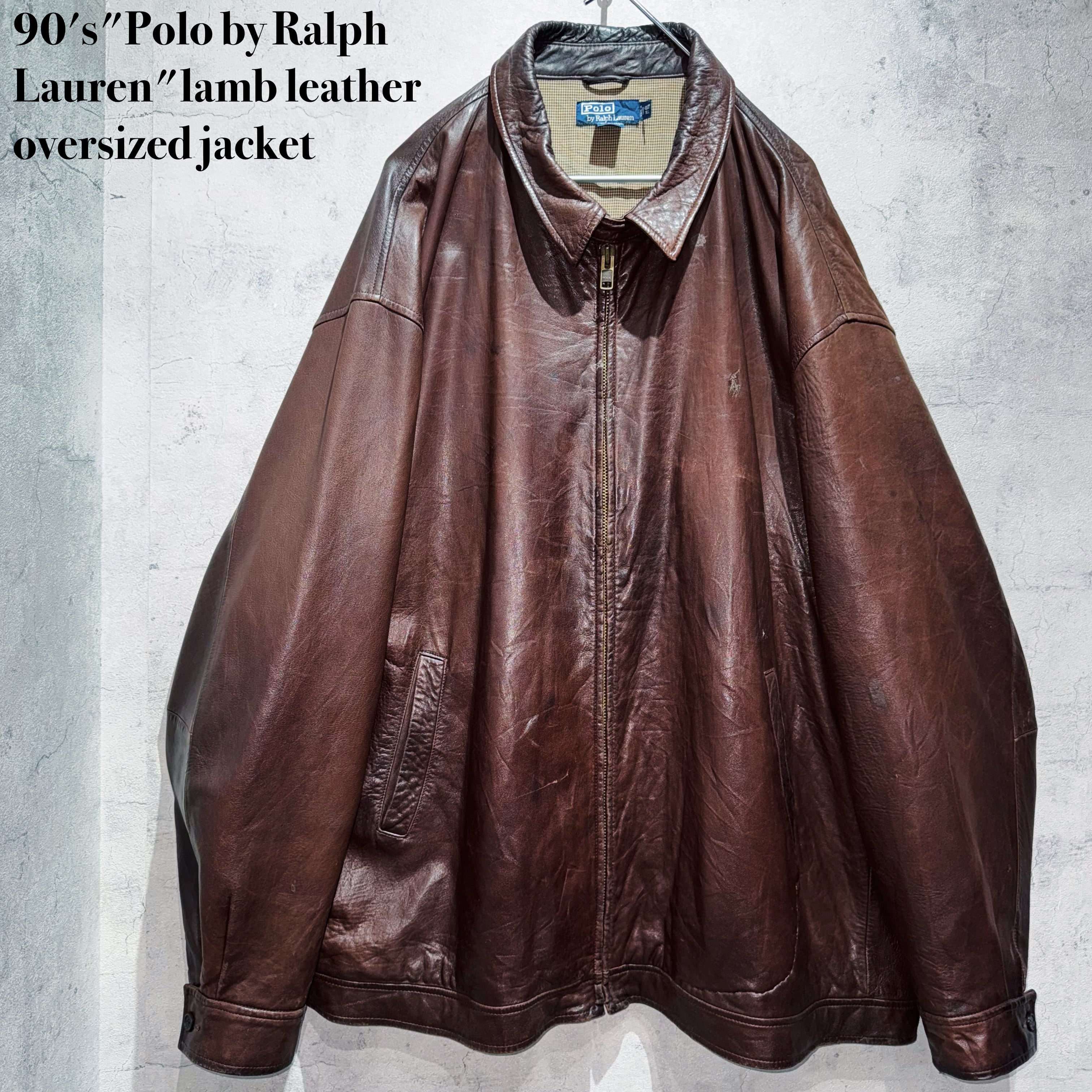 90's"Polo by Ralph Lauren"lamb leather oversized jacket