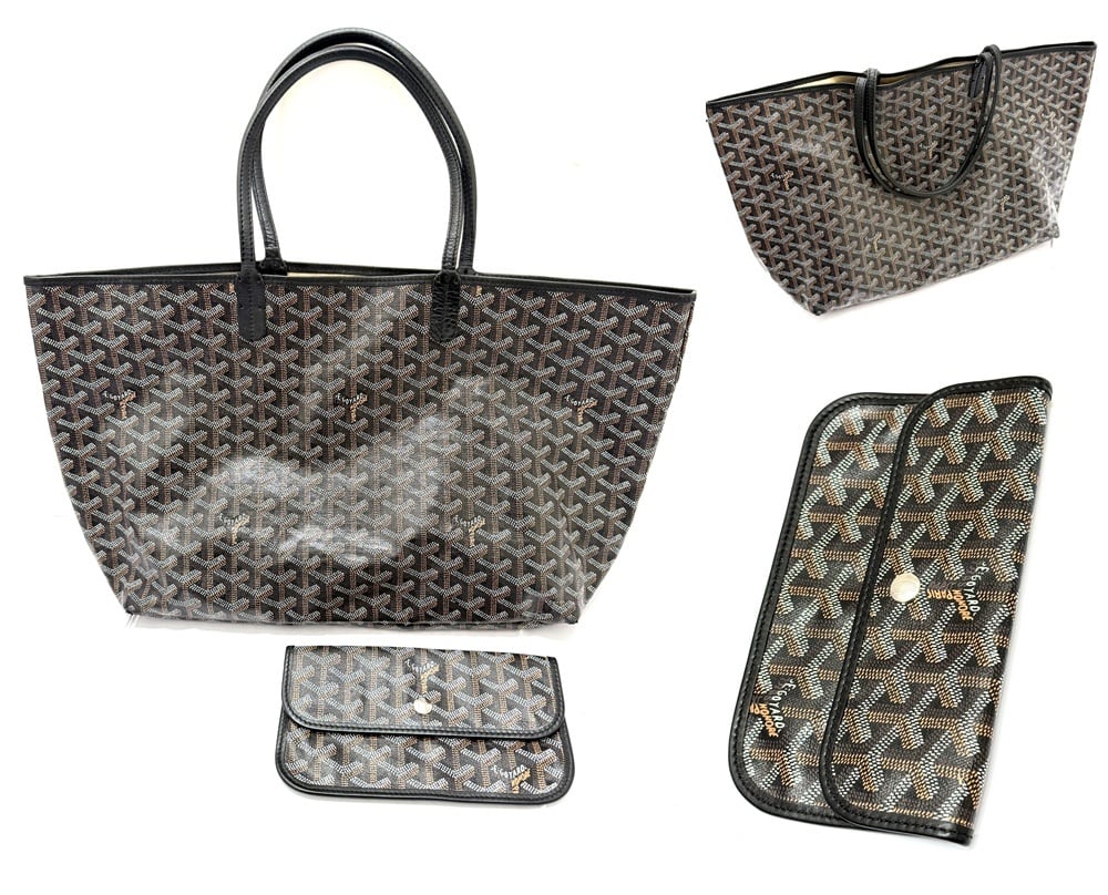 GOYARD ゴヤール サンルイ PM トート バッグ ブラック ポーチ レザー キャンバス 正規 メンズ レディース 男女