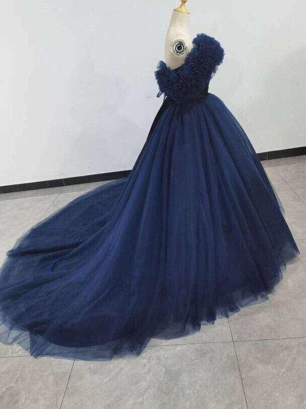 カラードレス 紺/ネイビー 2waysドレス 取り外しオフショルダー 結婚式