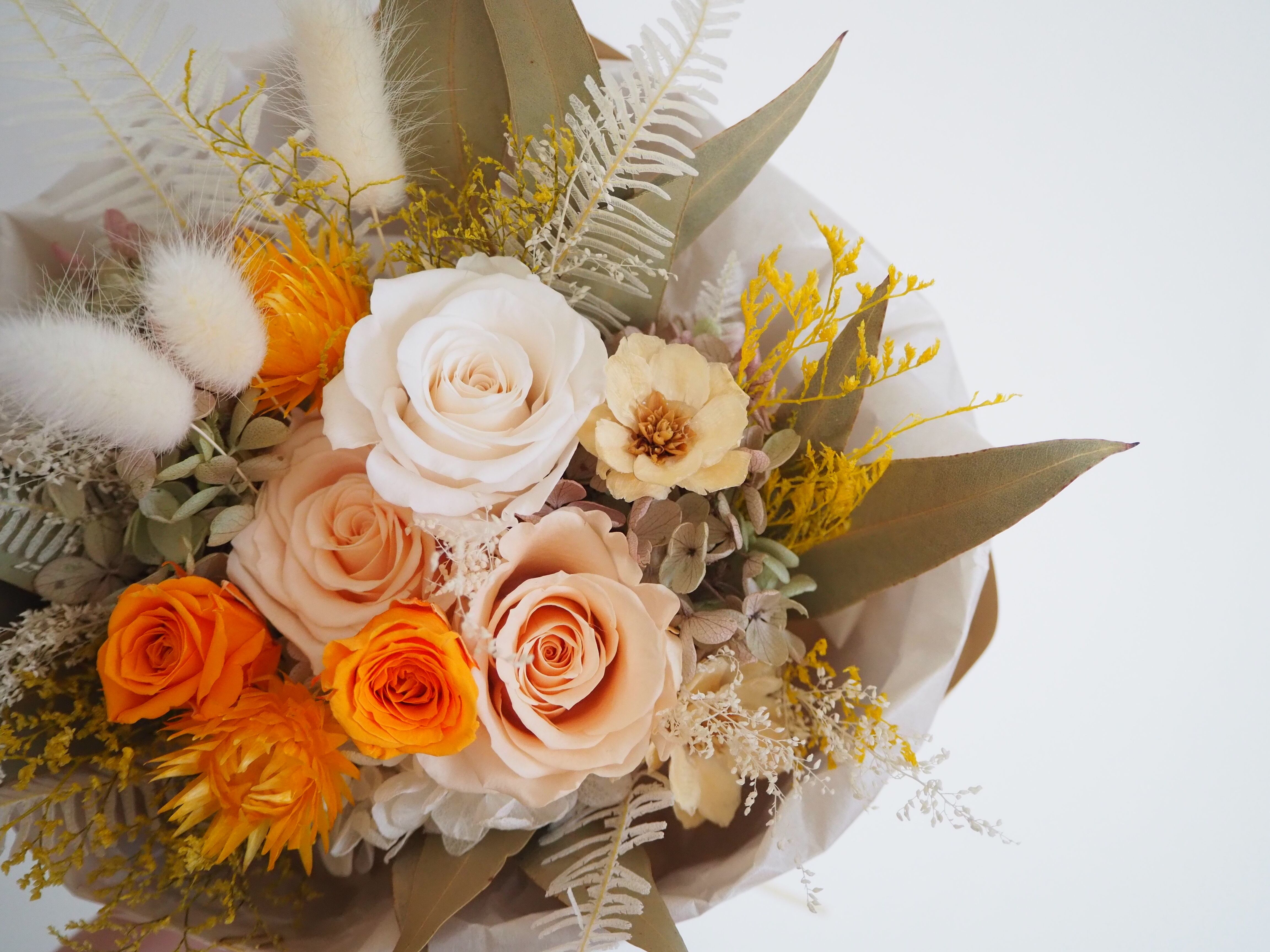 オレンジグラデーション プリザーブドフラワーの花束 bouquet