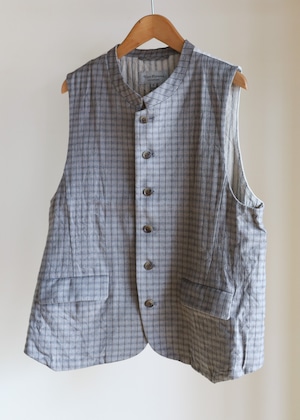 Vlas Blomme - Old Check 配色ジレ - Grey