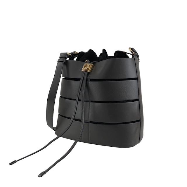 Salvatore Ferragamo サルヴァトーレ フェラガモ ショルダーバッグ グレー レザー 巾着 vintage ヴィンテージ オールド de3dye