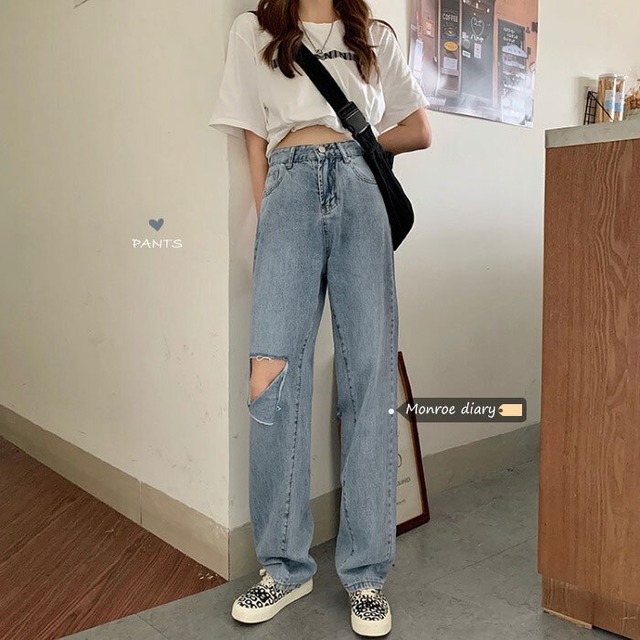 ジーンズ ハイウェストスリムパンツ ルーズスプリングオータム 春物 秋物 モンロー19635647480