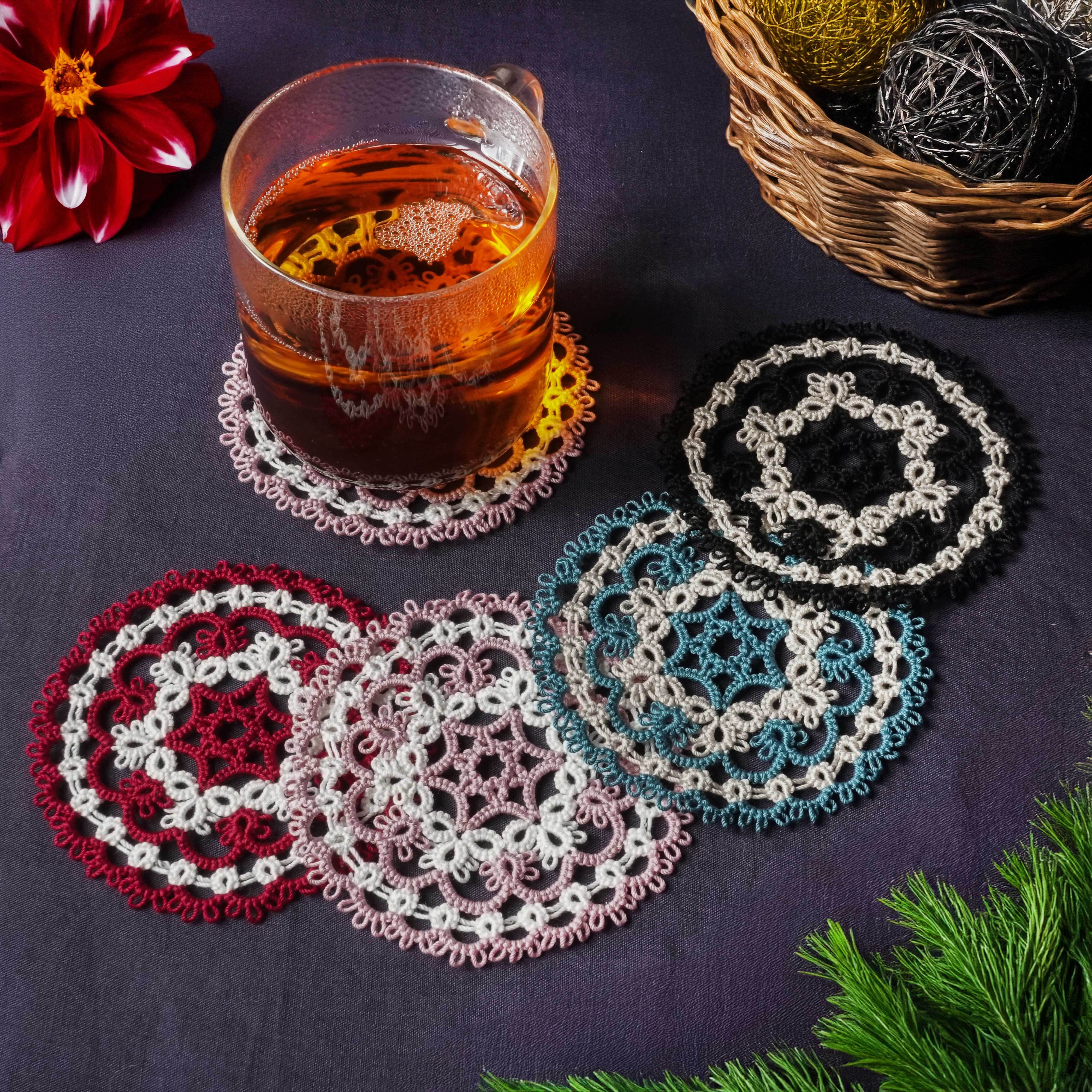 ポインセチアのクリスマスドイリー 編み図 Download | AYA Lace