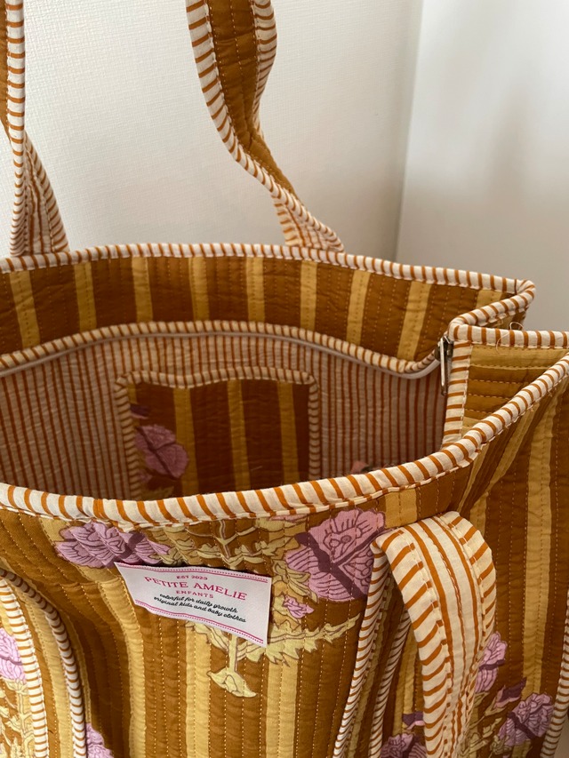 【即納】ブロックプリント オリジナルBig Tote Bag　レトロ柄　インド綿　マザーズバッグ