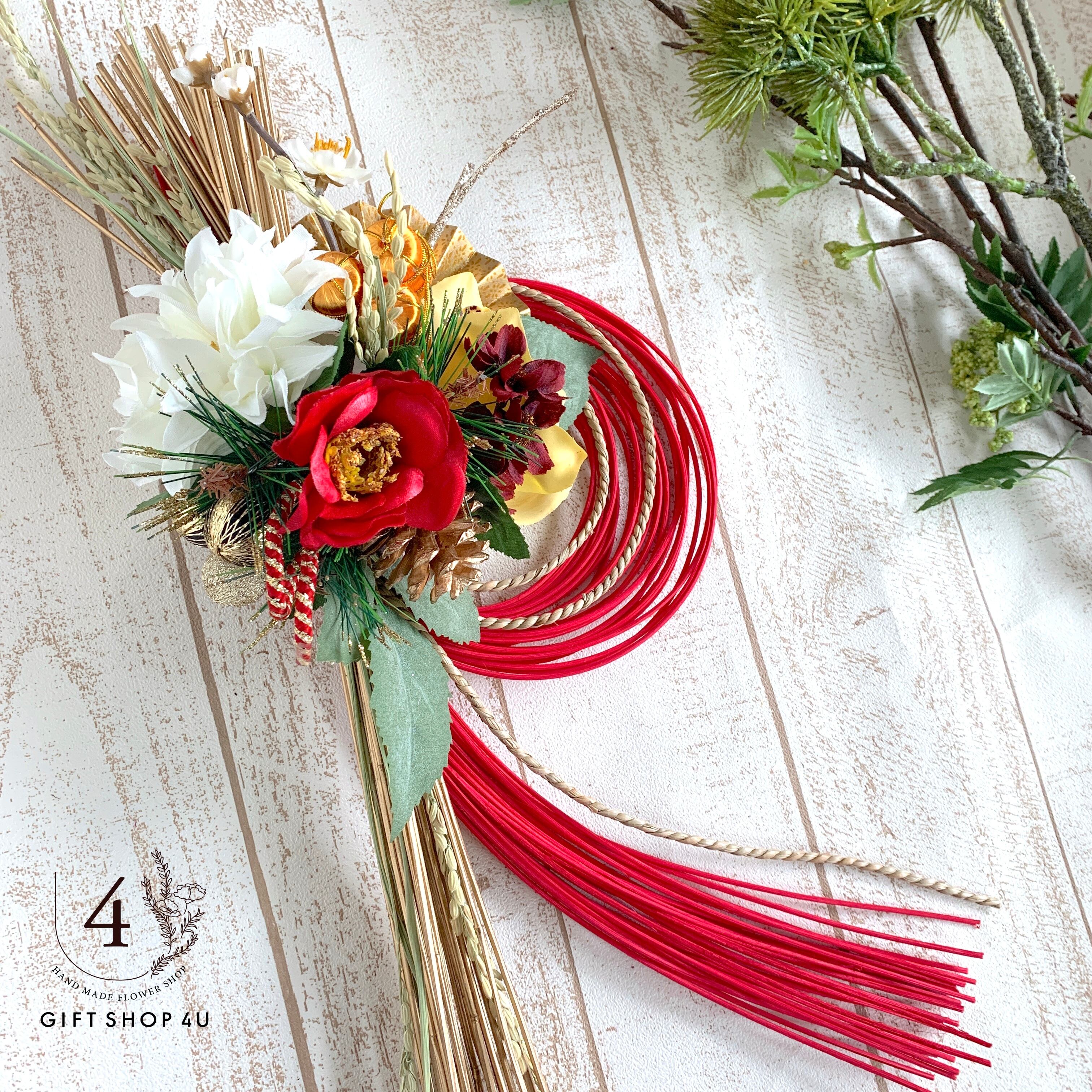 お正月】お正月お飾り✳︎高さ50㎝ 豪華な正月飾り（レッド