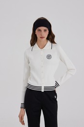 GOXO ゴーエックスオー クラシックロゴ ニット カーディガン ホワイト