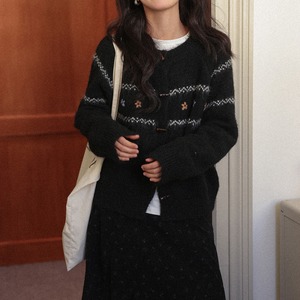 button-front floral knit cardigan　J00385