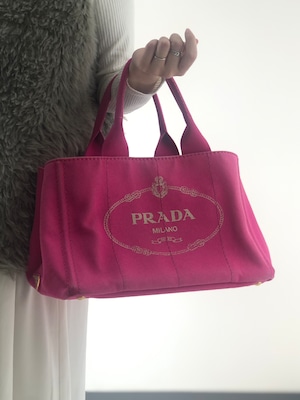 PRADA プラダ カナパ ハンドバッグ ピンク ロゴ キャンバス トートバッグ vintage ヴィンテージ オールド tutc24