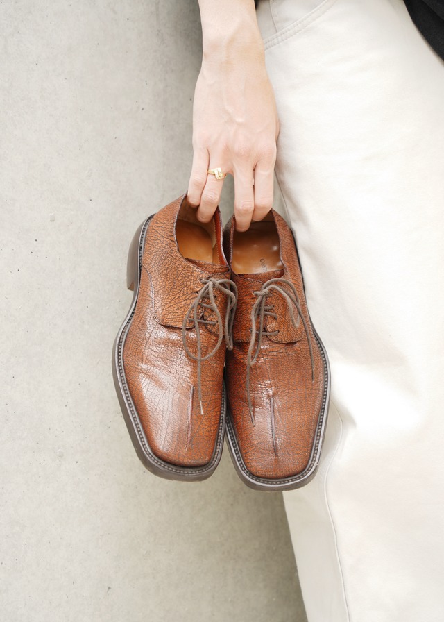90's CoSTUME NATIONAL HOMME pointed toe center seam leather shoes