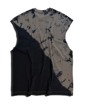 【セットアップ可】黒染めタイダイビッグシルエットタンクトップTシャツ カカオ60%