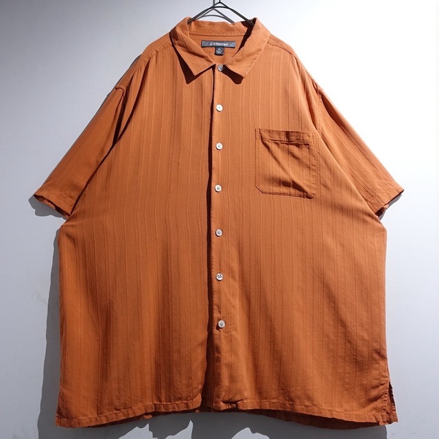 "craft&barrow" orange Jagard Stripe Desgin Silk S/S Shirt