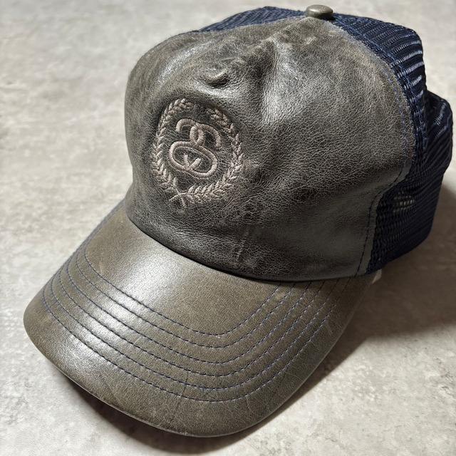 2000s "STUSSY" Leather×Mesh Cap